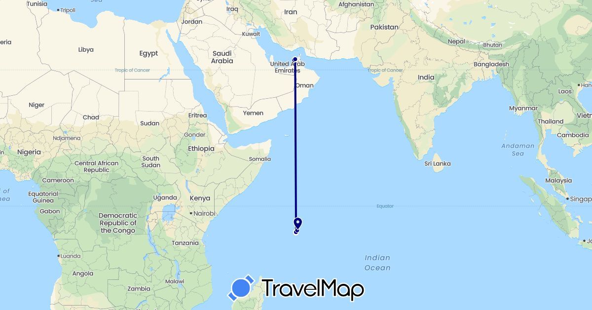 TravelMap itinerary: driving in United Arab Emirates, Seychelles (Africa, Asia)